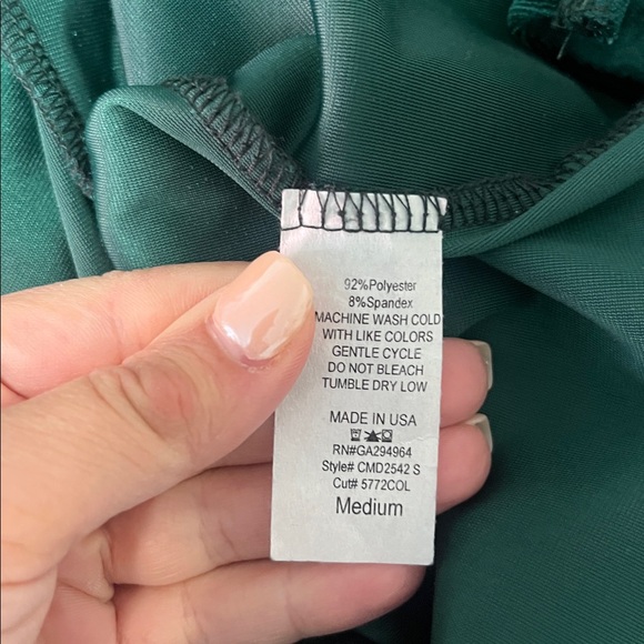 Pink Blush Forest Green Velvet Long Sleeve Side Slit Maternity Dress - Picture 9 of 10